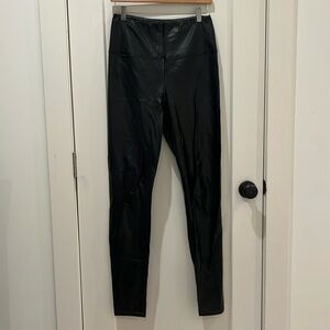 Black Faux Leather Legging Pants, Size M